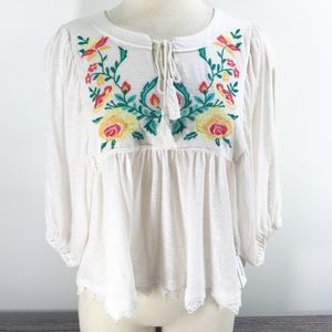Skyler&Jade Ivory Floral Embroidered Cold Shoulder
